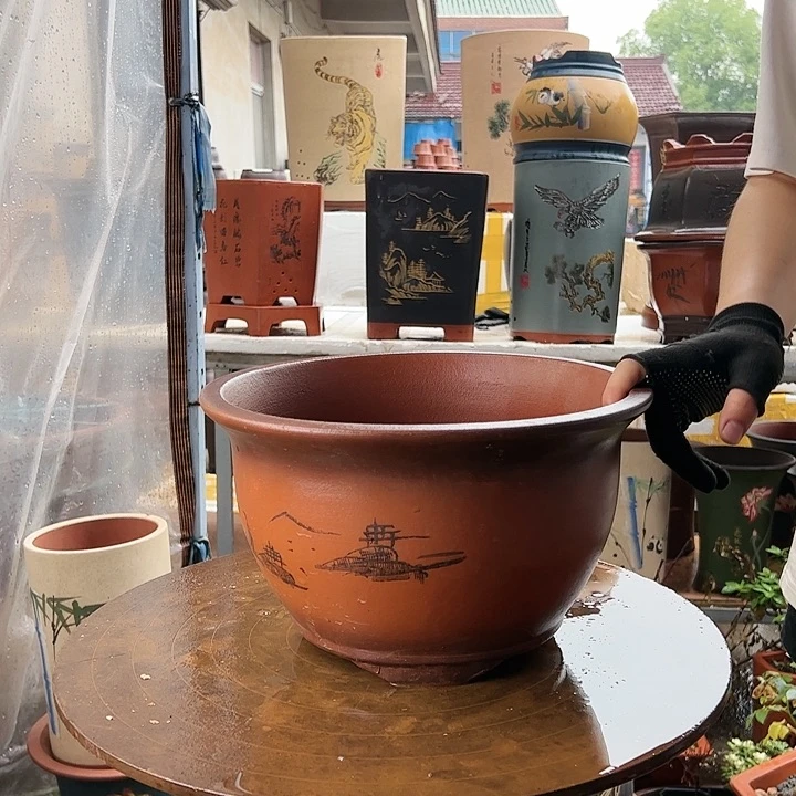 宜兴紫砂花盆30紫气东来