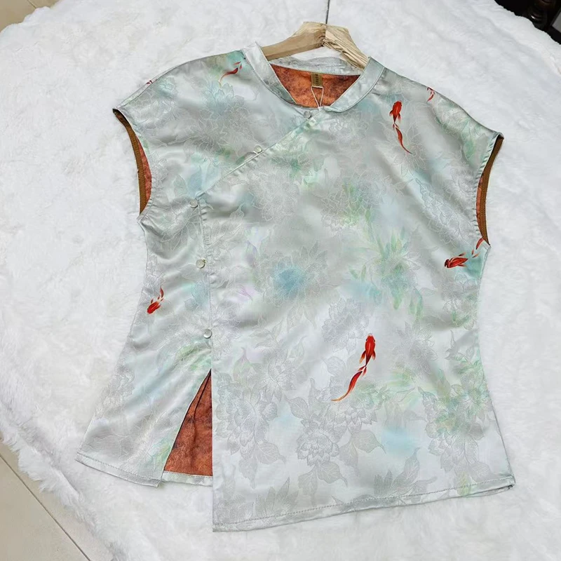 【618锦鲤】小飞袖新中式小衫复古刺绣小个子上衣提花印花显瘦气质
