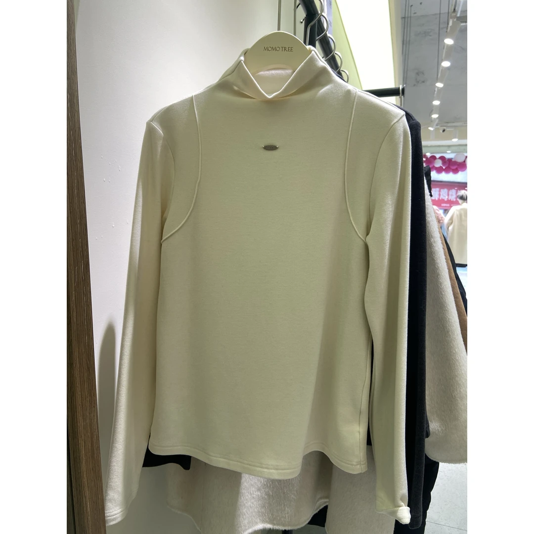 米朵拉 8889 小金属标高弹打底衫磨毛亲肤保暖修身显瘦半高领上衣