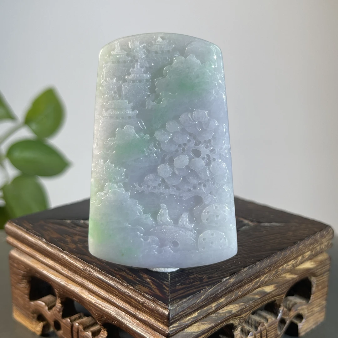 JTA23-90 天然缅甸A货翡翠 山水牌