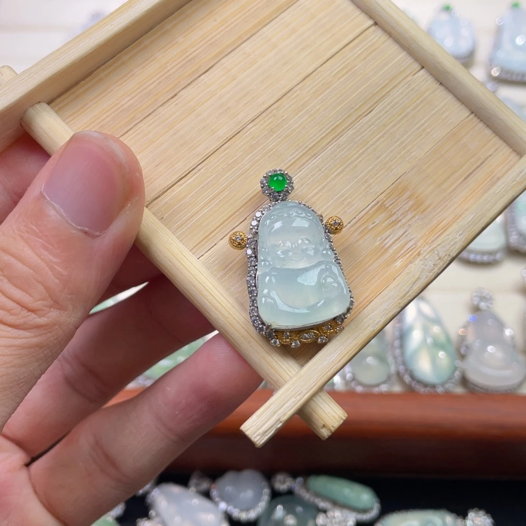 ***翡翠银S925镶嵌吊坠(不含链)