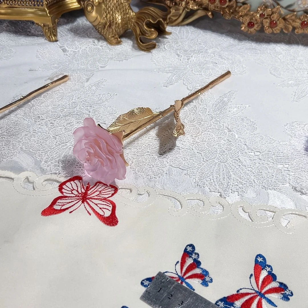 陶瓷脱蜡水晶➕铜粉玫瑰一只