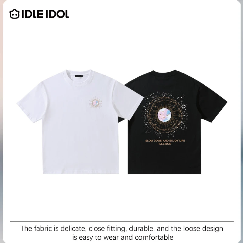 IDLE IDOL夏季新款轻奢高级感百搭休闲时尚高档男女款宽松短袖