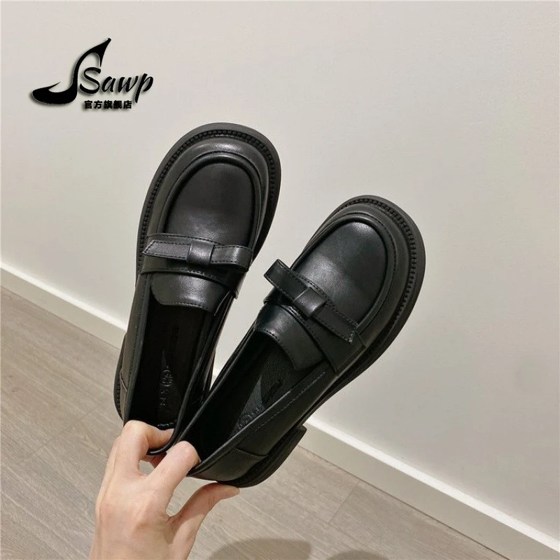 英伦防滑内增高鞋子深口夏季松糕跟乐福鞋百搭复古