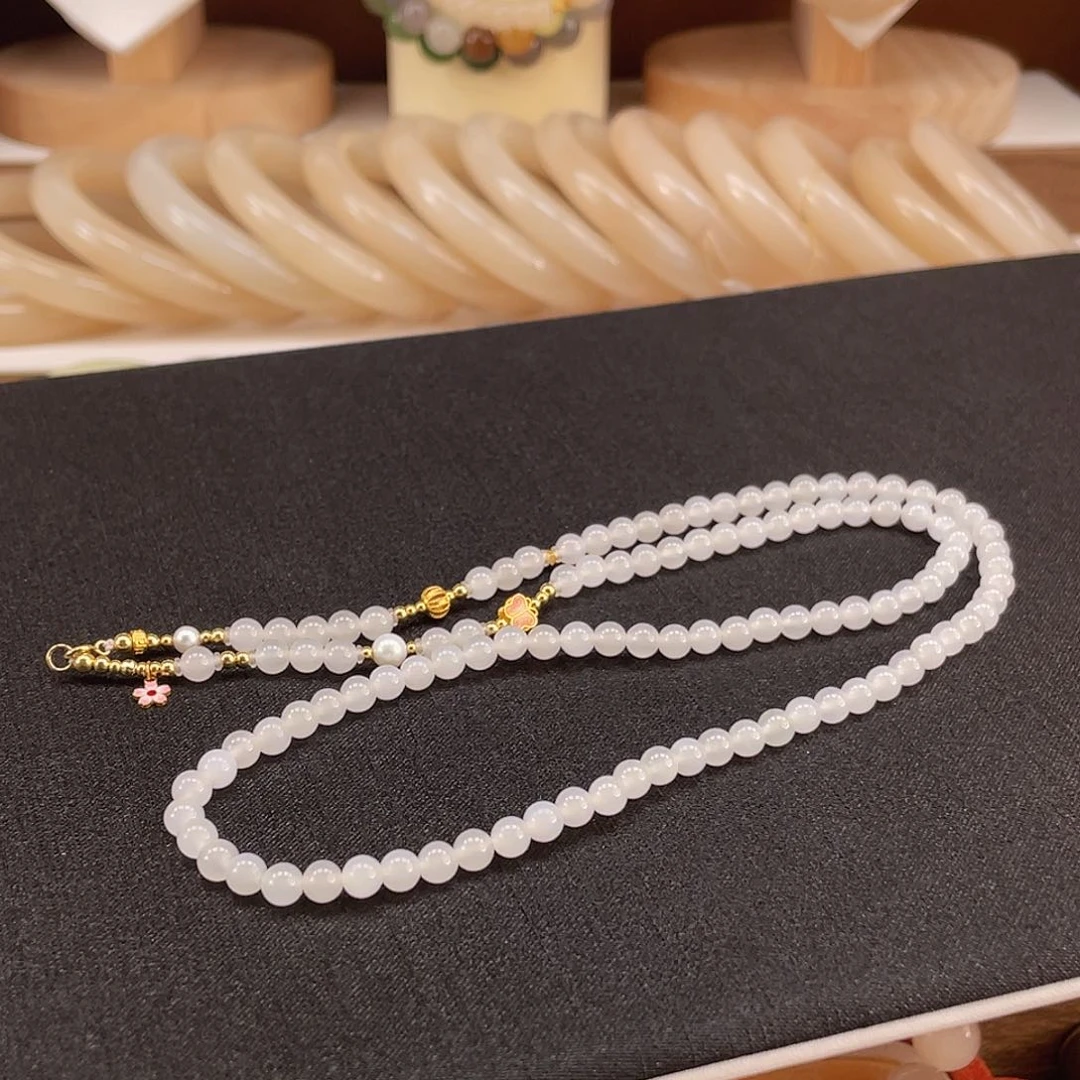 和田玉项链18K金镶嵌