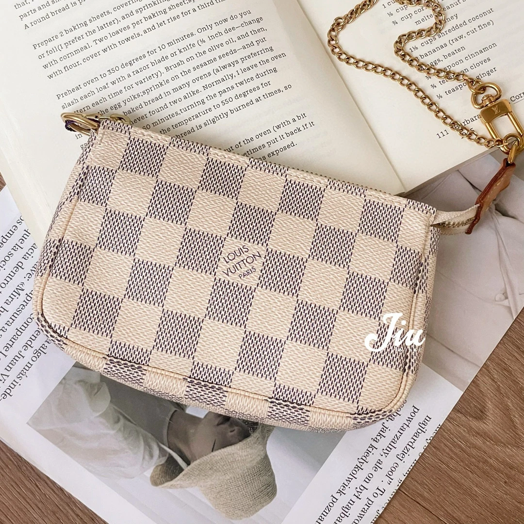 99新 LouisVuitton/路易威登 白色棋盘格小麻将JM2-7374