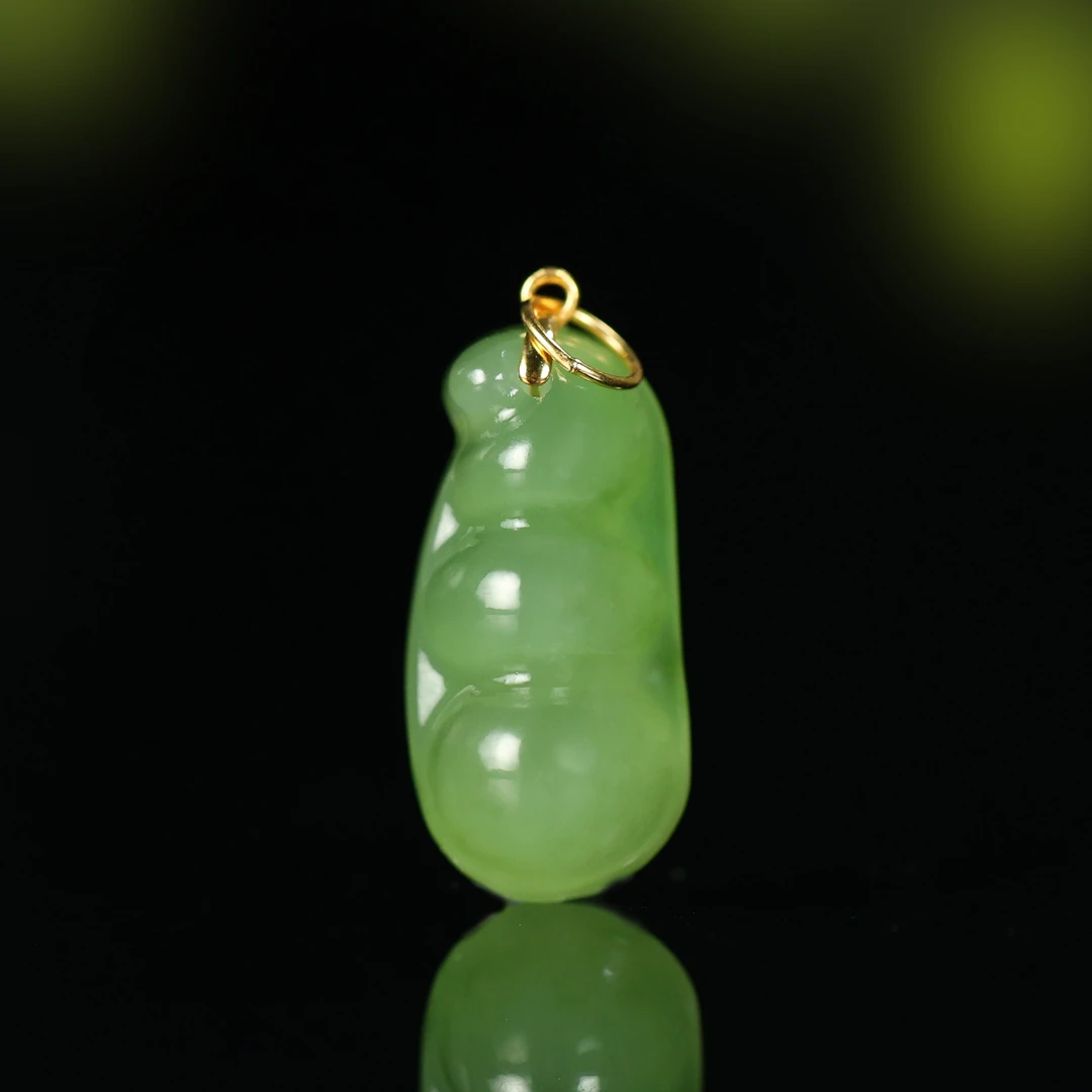 18k金碧玉福豆吊坠