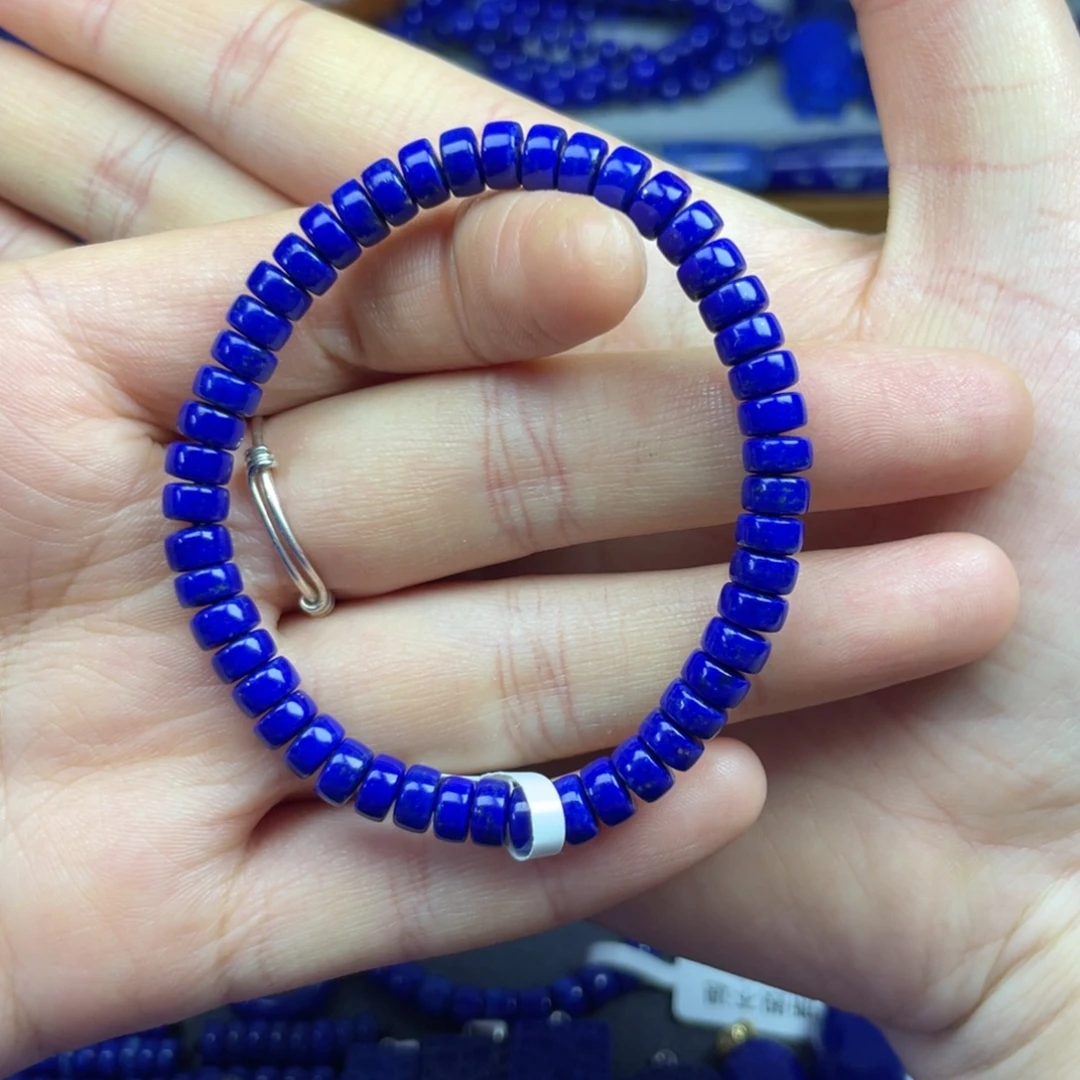 峰***玩青金石未镶嵌药片手串6+