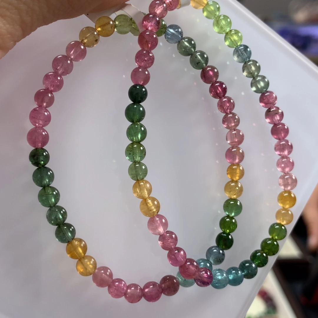 碧玺手链未镶嵌多样性发其一条4.8毫米左右