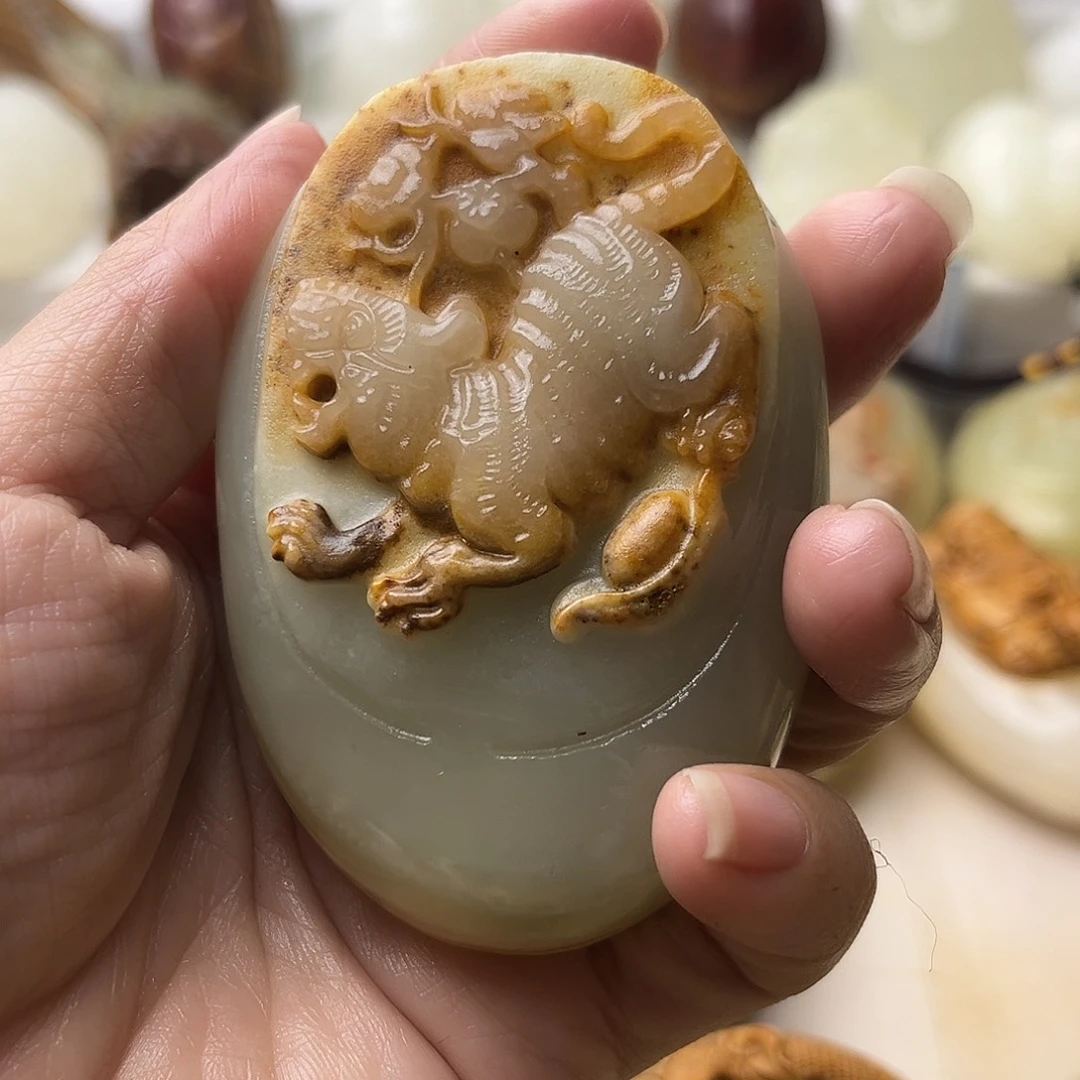 石材方解石手把摆件不退换虎