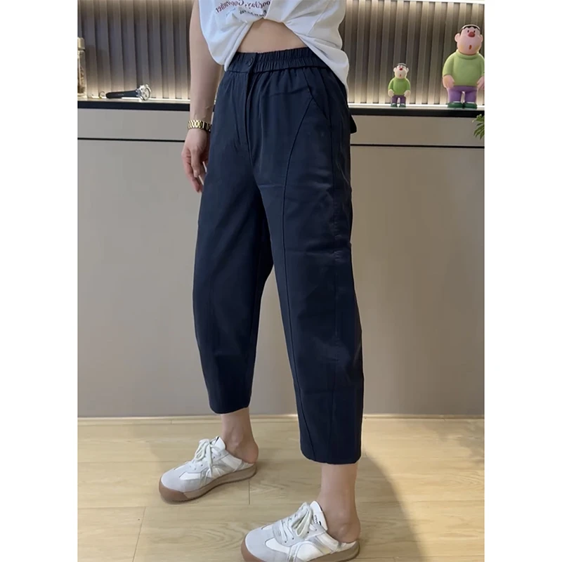 2025年夏季新款八分休闲裤女显瘦洋气休闲裤大码遮肉薄款老爹裤子