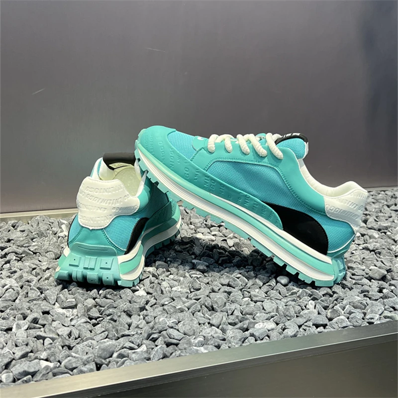 男鞋2025春季新款潮流系带网面透气舒适百搭厚底运动鞋时尚休闲鞋