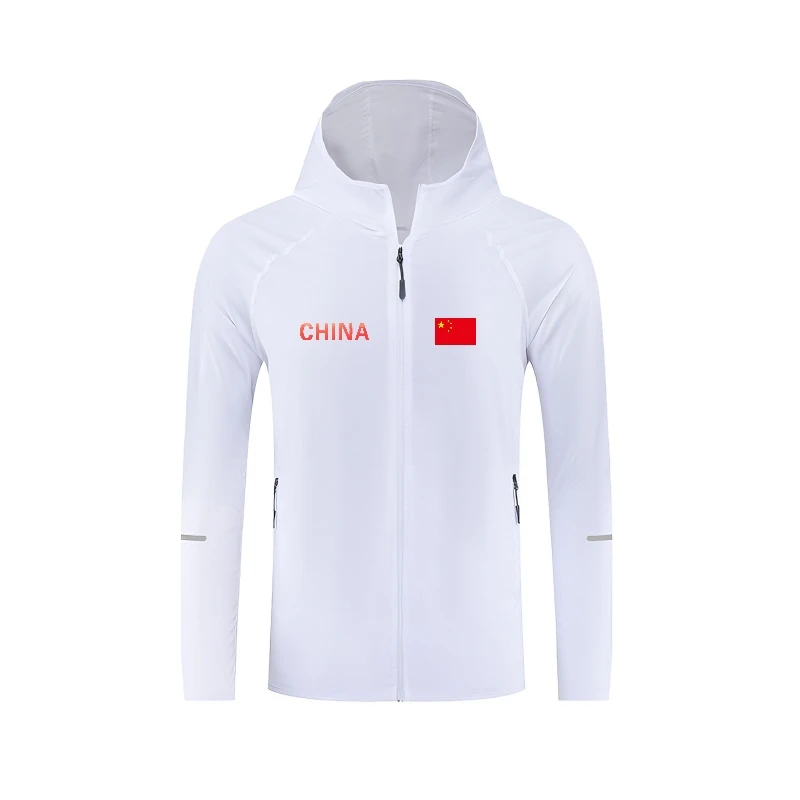 国旗款夏季男女同款透气轻薄防晒跑步健身连帽运动外套