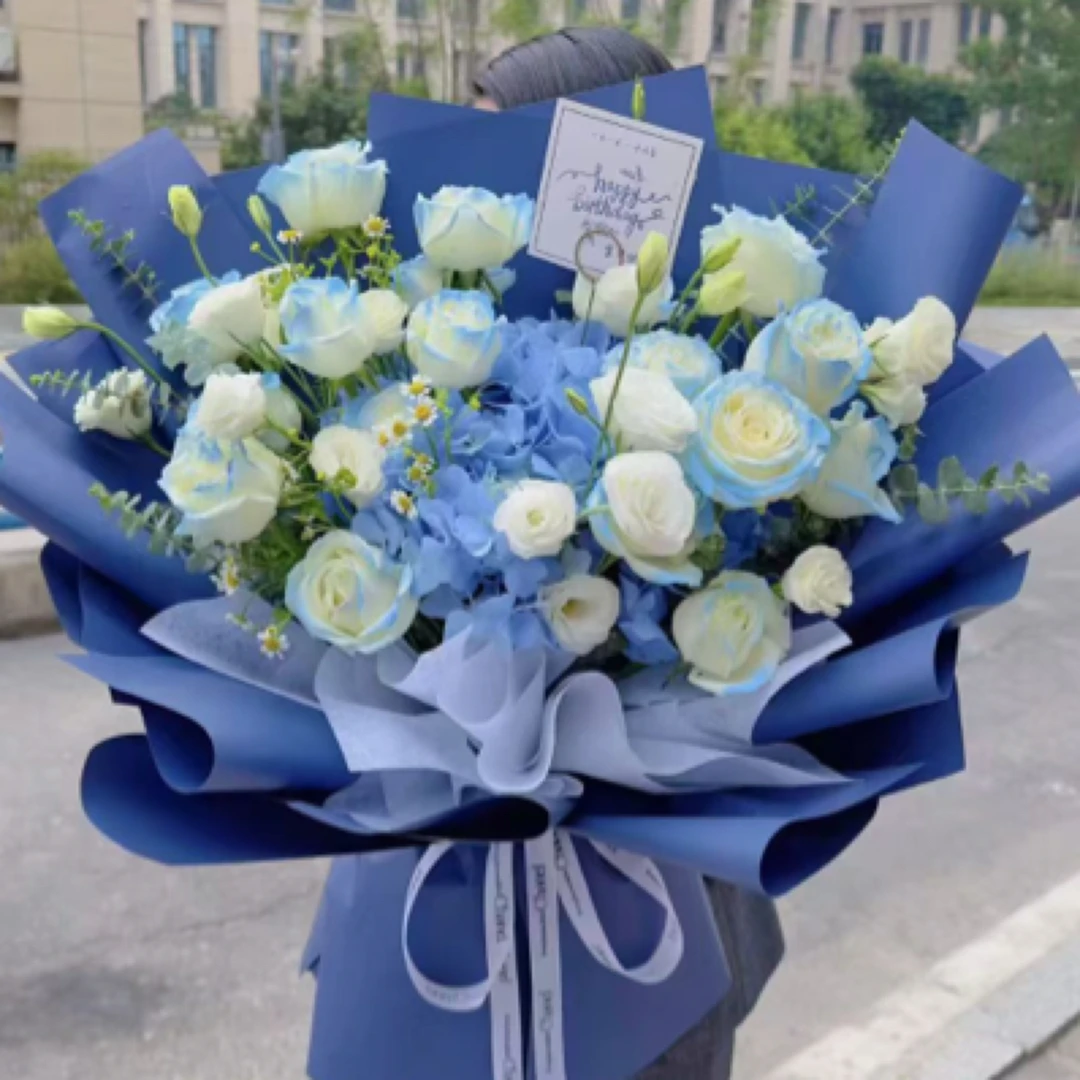 告白鲜花【鹊桥连相思】一束白玫瑰绣球混搭花束鲜花花束鲜花店送花上门送朋友女友花店鲜花配送