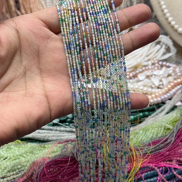 未镶嵌玛瑙/玉髓珠宝半成品2条2mm锆石刻面
