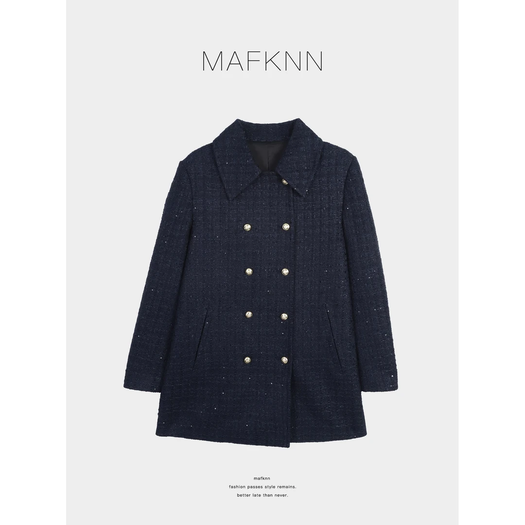 MAFKNN/玛肯时尚休闲简约纯色百搭舒适小香外套MK13659