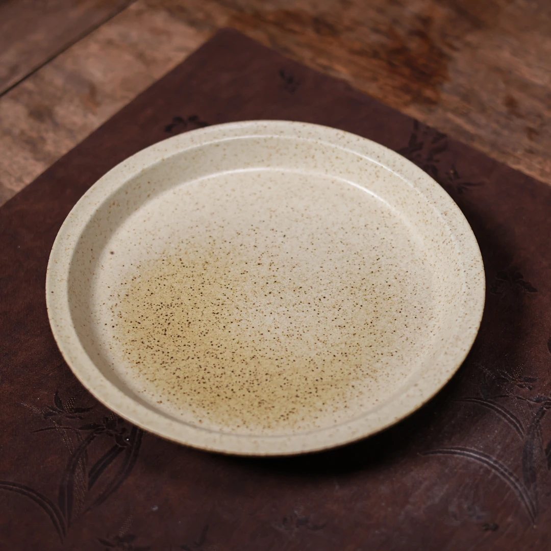 月白釉-灰念-切边浅盘-20.2*3.2CM 茶道配件（灰念06
