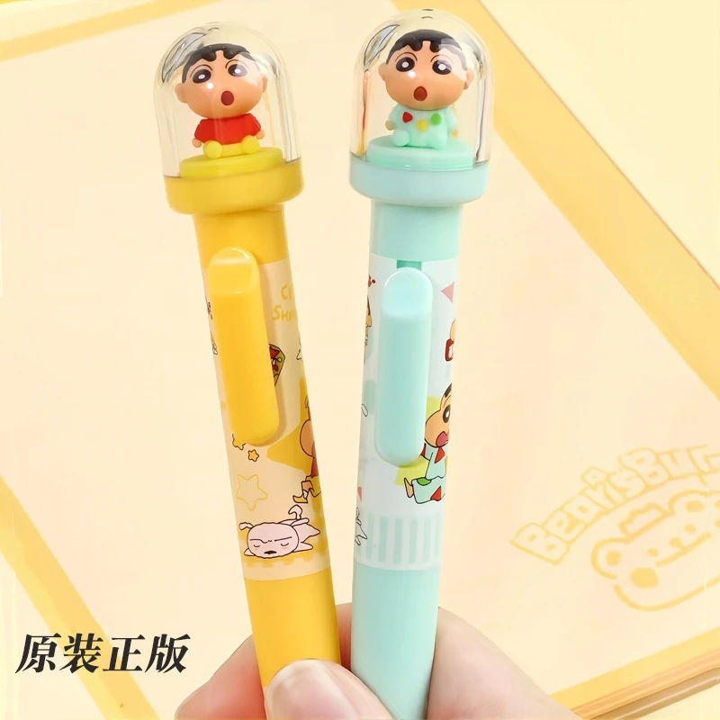 可奇家正版蜡笔小新按动中性笔可爱卡通高颜值景观笔学生用签字笔