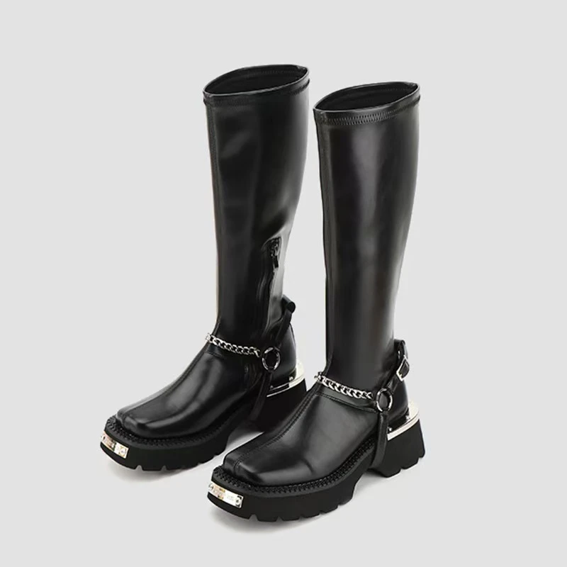 欧若智性风英伦风女靴秋冬小个子增高长靴子时装靴