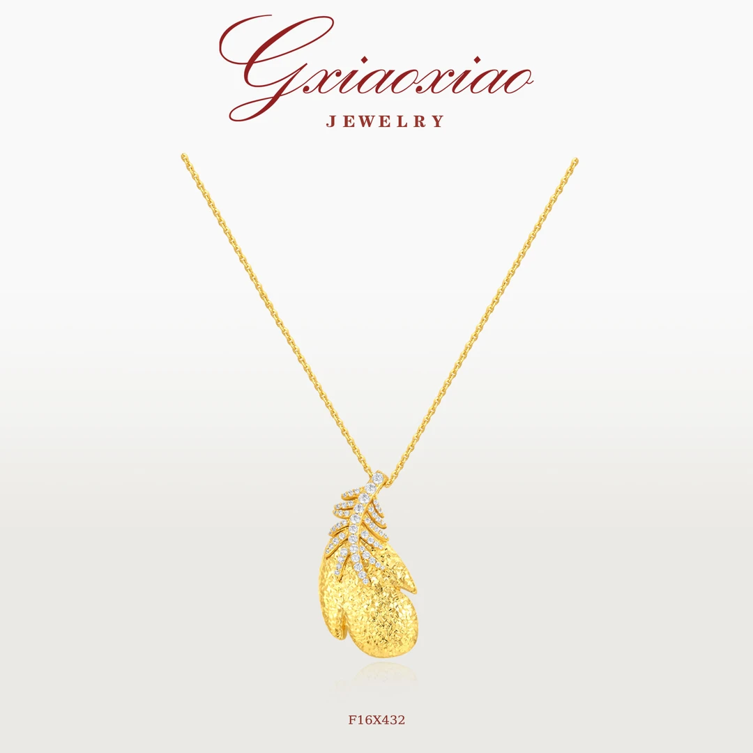 G XIAOXIAO 镀K金【翎羽】中式气质碎碎冰羽毛项链 F16X402 F16X432