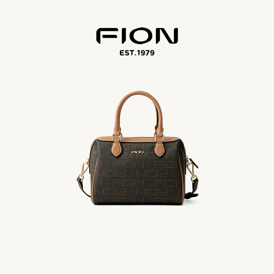 Fion/菲安妮经典复古女士通勤斜挎手拎波士顿枕头包FAAFJGC208