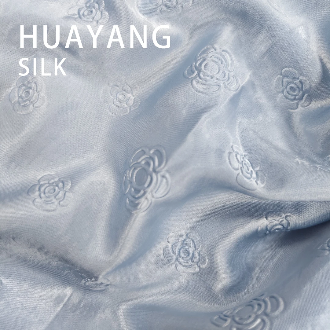 【山茶花系列冰蓝】手抓花压花面料中式风格布料【BA9304】