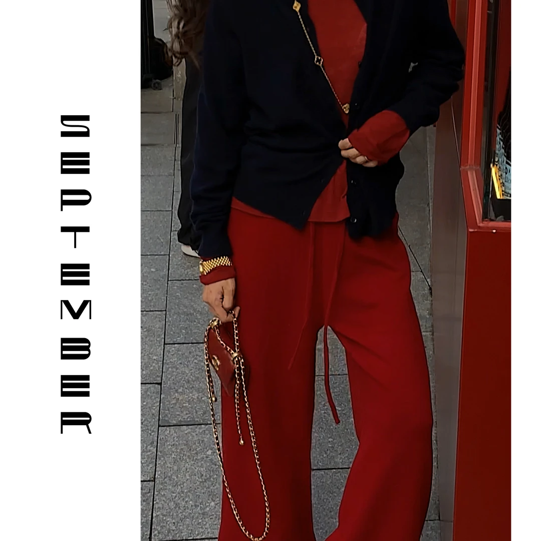 2024早秋SEPTEMBER..软糯秋冬纯色束脚宽松慵懒羊毛抽绳裤 3625销