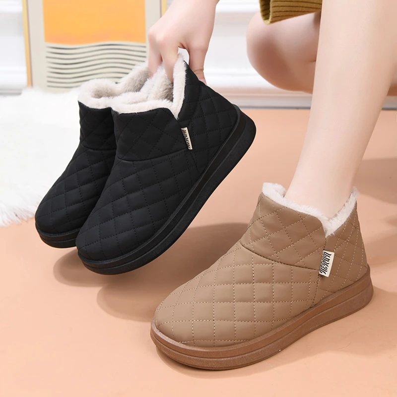 踩屎感软底加绒棉鞋女冬季2024新款皮面防水雪地靴防滑外穿孕妇鞋