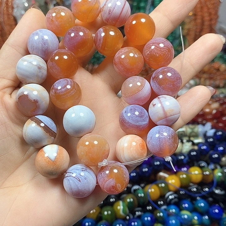 玛瑙/玉髓未镶嵌珠宝半成品奶皮玛瑙卡16mm