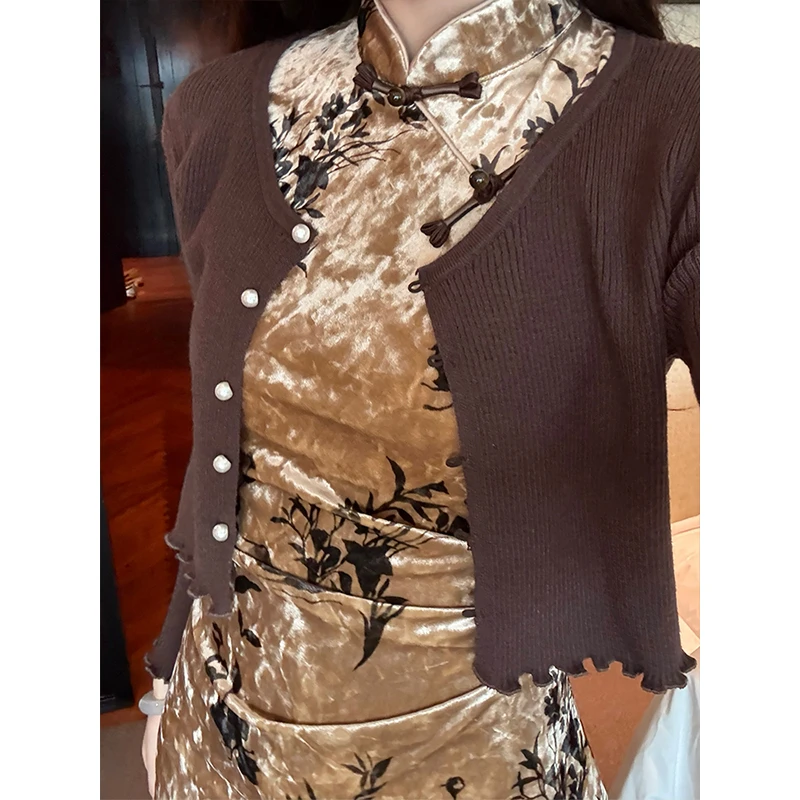 凌茜【镜花】新中式显瘦长袖气质针织中国风春秋女款百搭毛织开衫