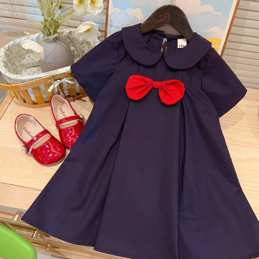 HHkids2025女童学院风时尚洋气jk领结可爱制服短袖连衣裙CQZ261