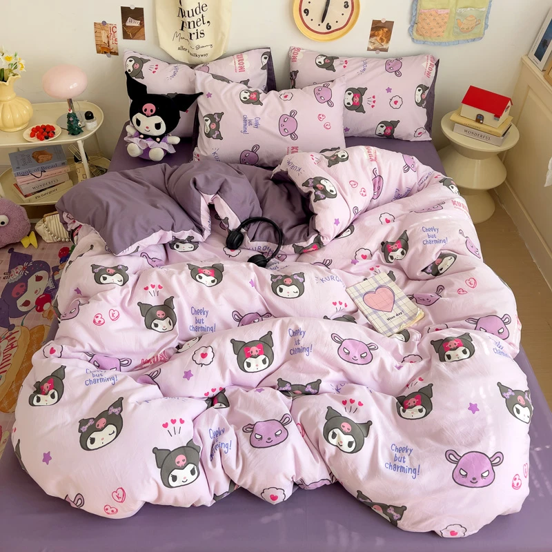 卡通风蓝莓球库洛被套床单被罩150x200x230cm被单宿舍单人非纯棉