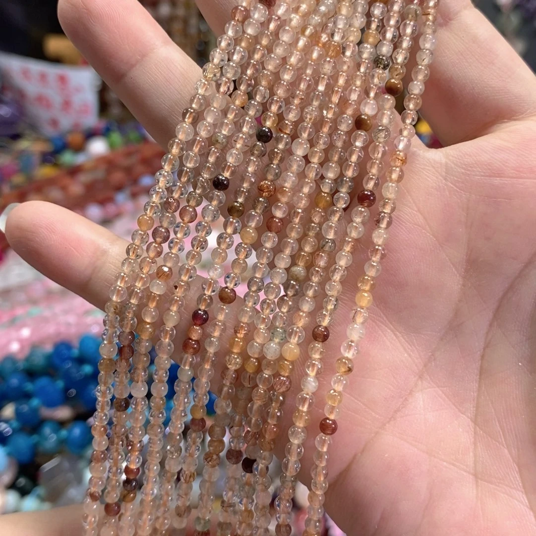 未镶嵌玛瑙/玉髓珠宝半成品彩兔毛一条卡3mm