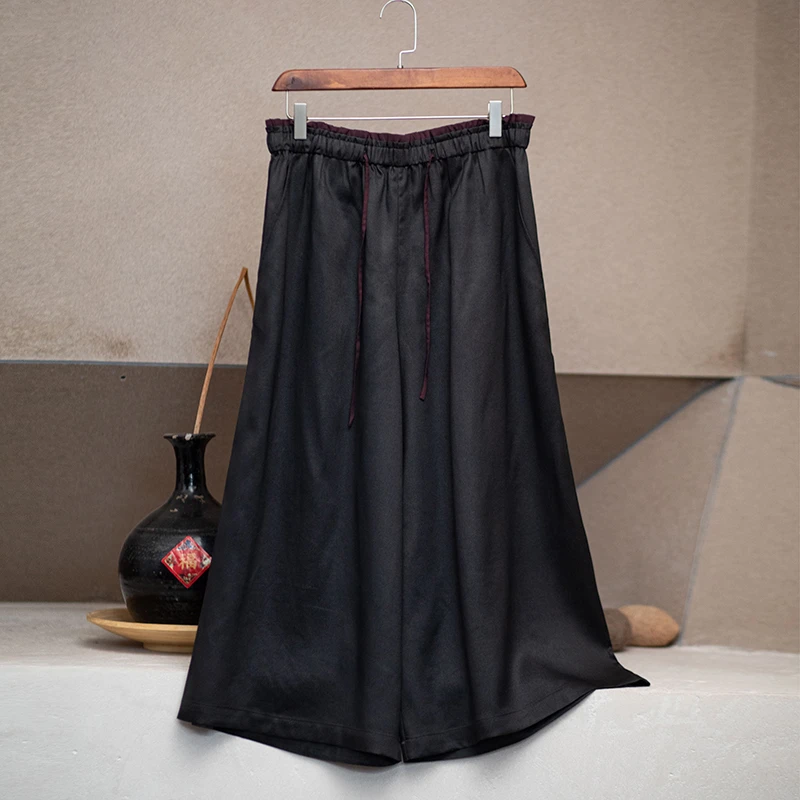 youyuansu/幽元素原创女装户外简约黑色阔腿裤