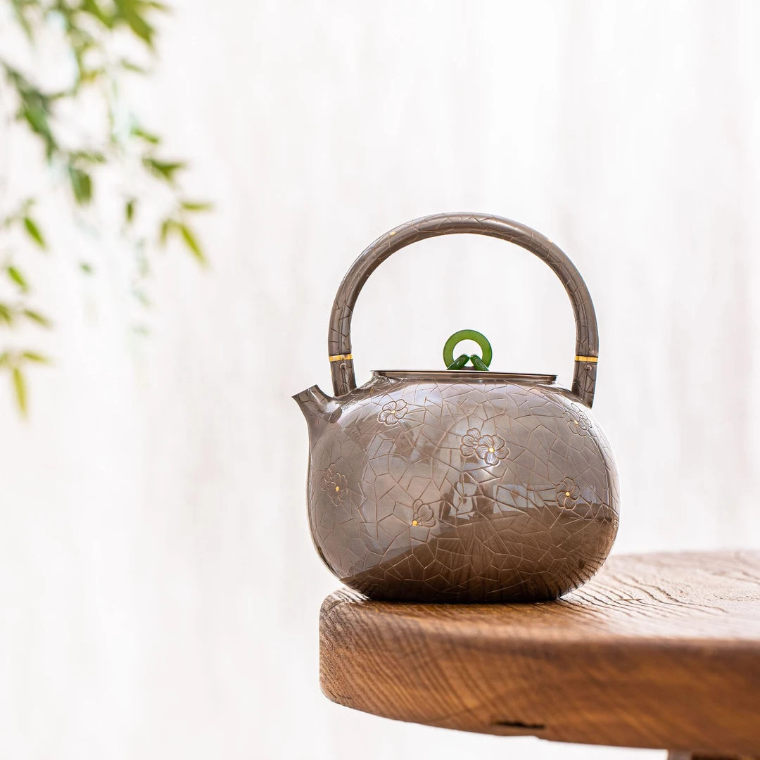 蜂鸟工坊 茶家 隔热把三环冰梅小花冰裂紫皮提梁壶 CJZPA1135