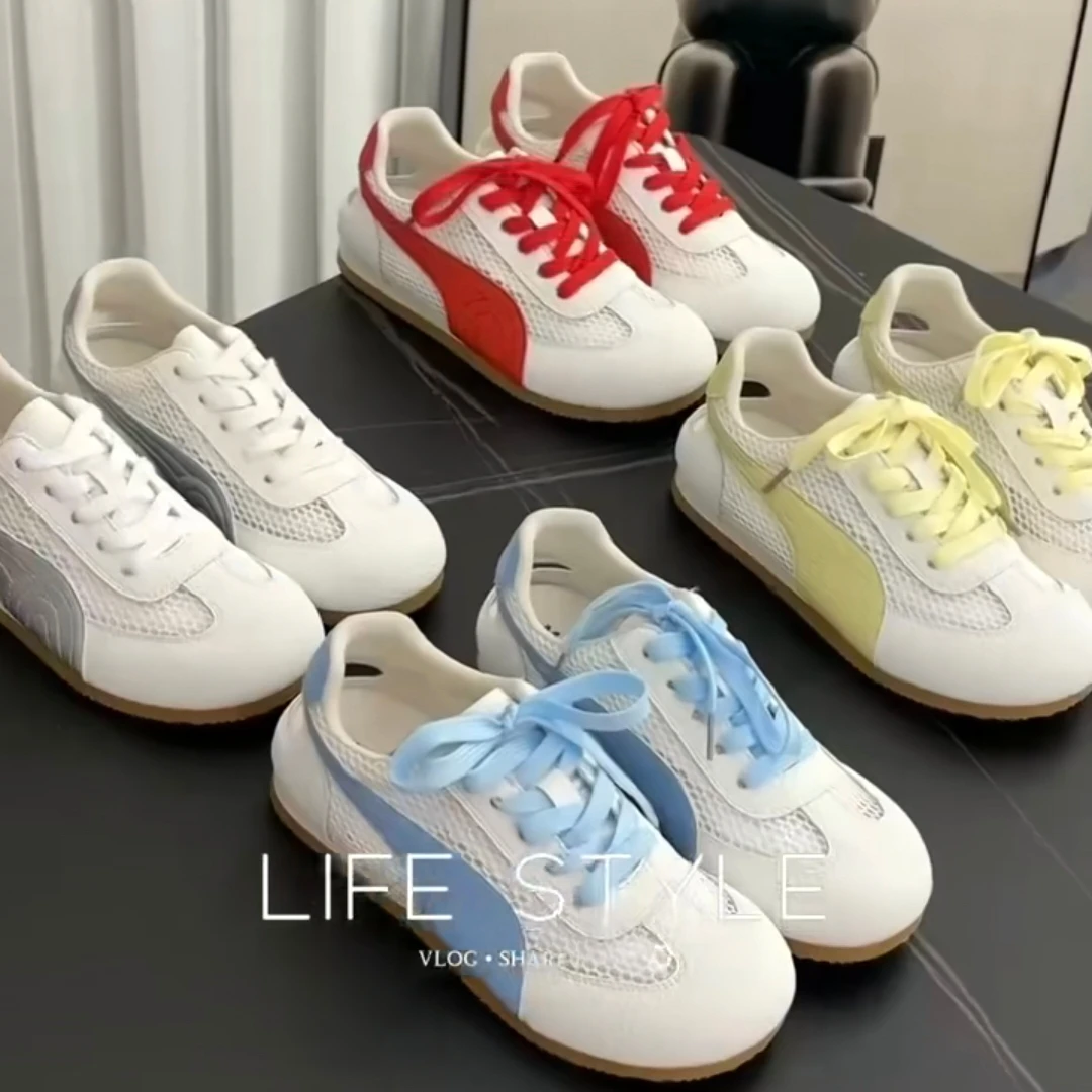 D-33女士夏季镂空透气网面平底时尚休闲鞋小白鞋