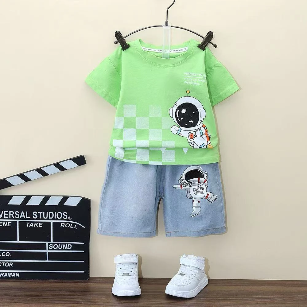 休闲男孩女韩版夏季INS风套装男卡通动漫薄款洋气运动卡通