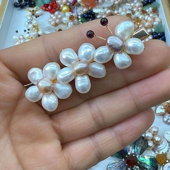 淡水珍珠发饰银S925镶嵌