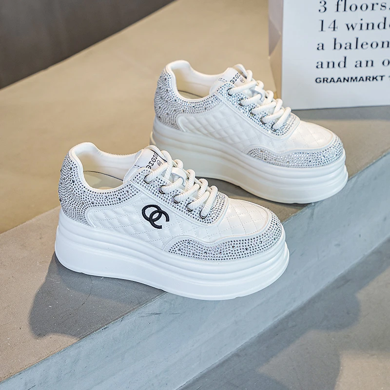 [官方正品】内增高7cm女鞋2025春季新款小白鞋女舒适休闲百搭板鞋