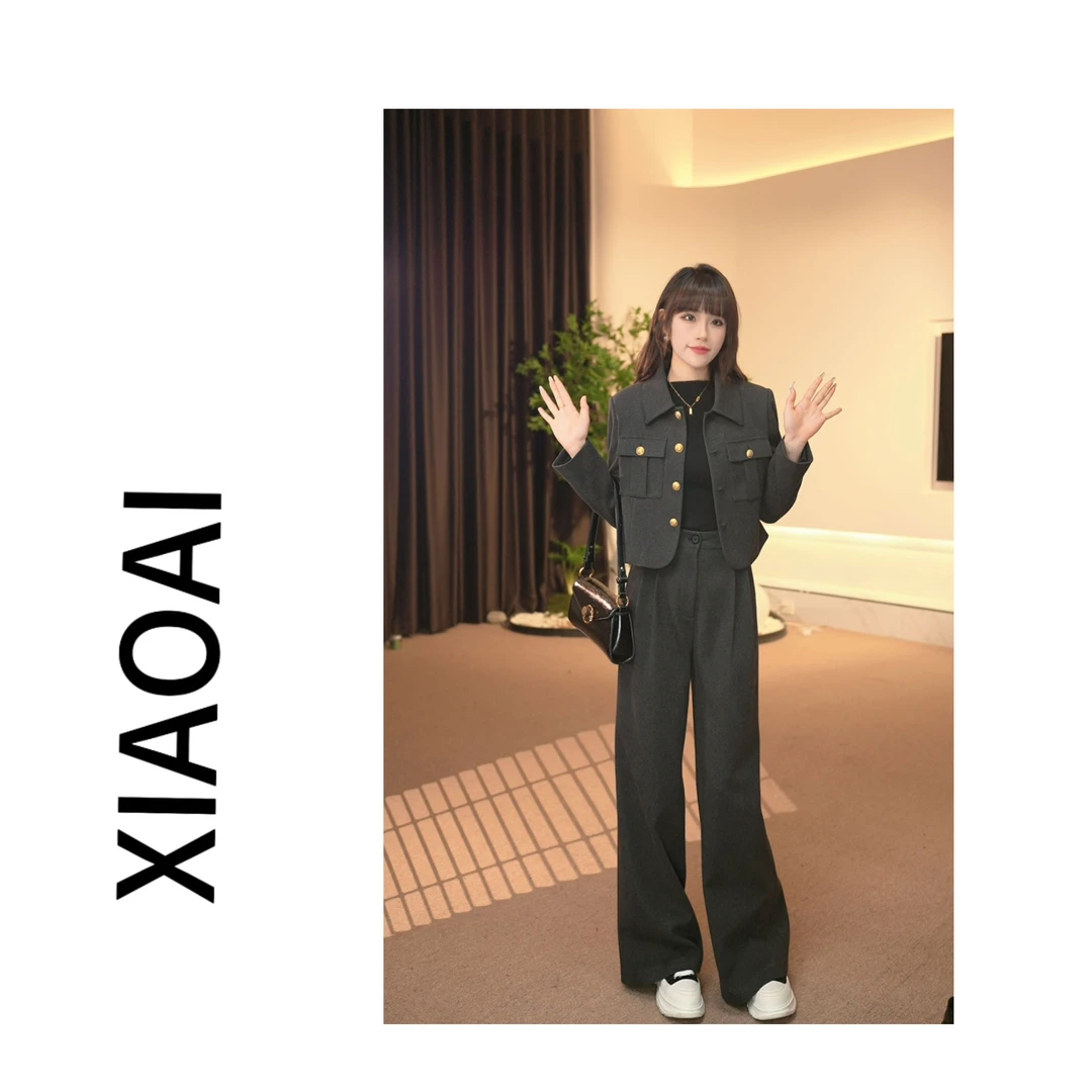 Xi 0383轻熟羽绒外套女2024秋冬新款穿搭轻奢高级感 外套+阔腿裤