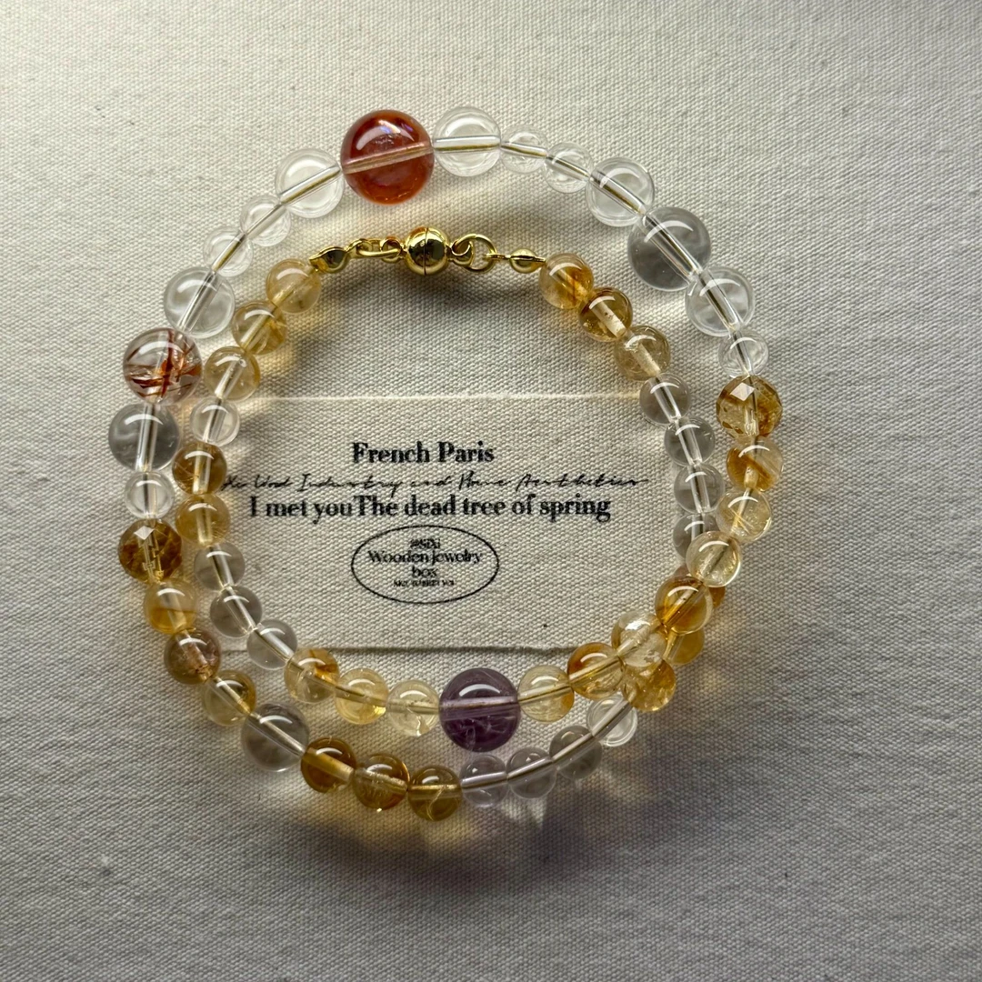 【鎏金】黄塔晶白水晶紫水晶超七原创小众水晶锁骨链 多样性发一