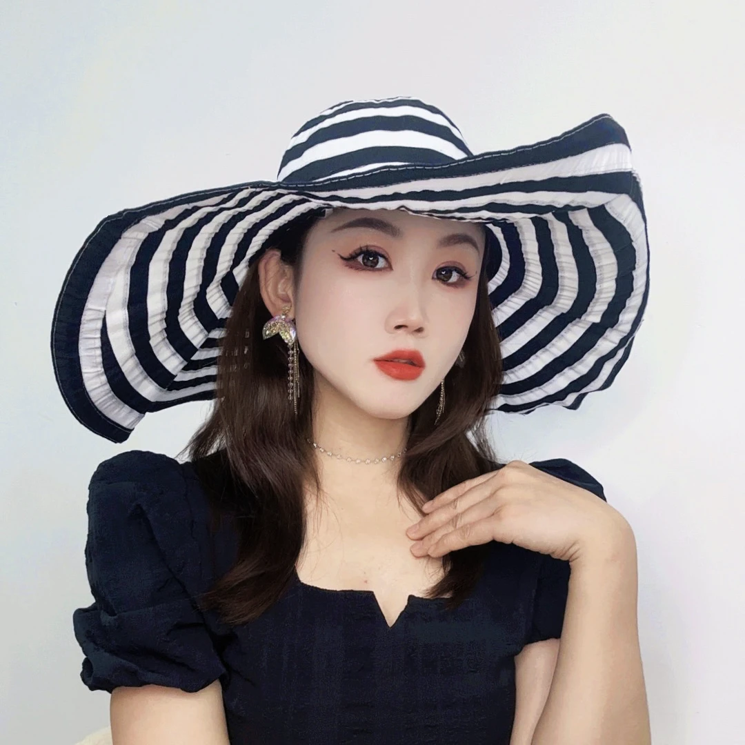 夏季遮阳帽大檐渔夫帽圆顶女帽子遮脸骑车凉帽空顶帽女士百搭