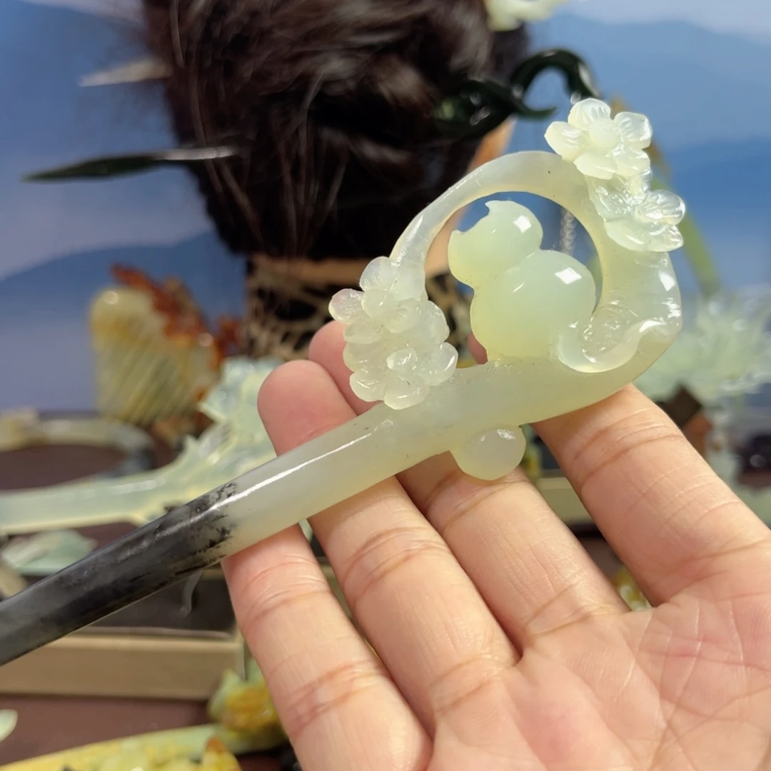 蛇纹石玉发饰合金