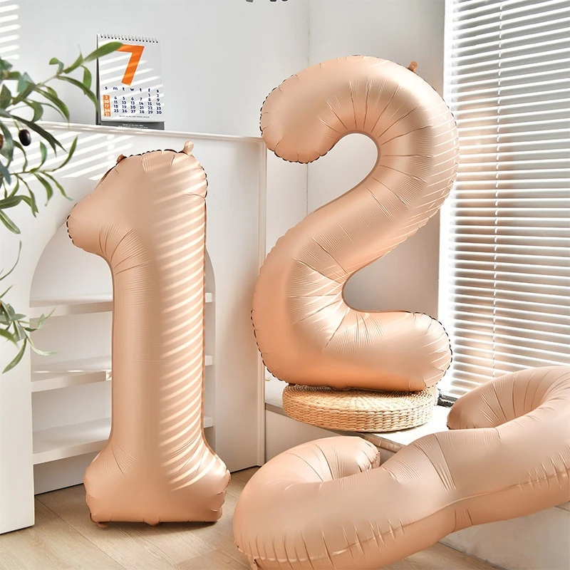 40寸焦糖奶油色铝膜大数字气球儿童周岁生日派对场景布置拍照道具