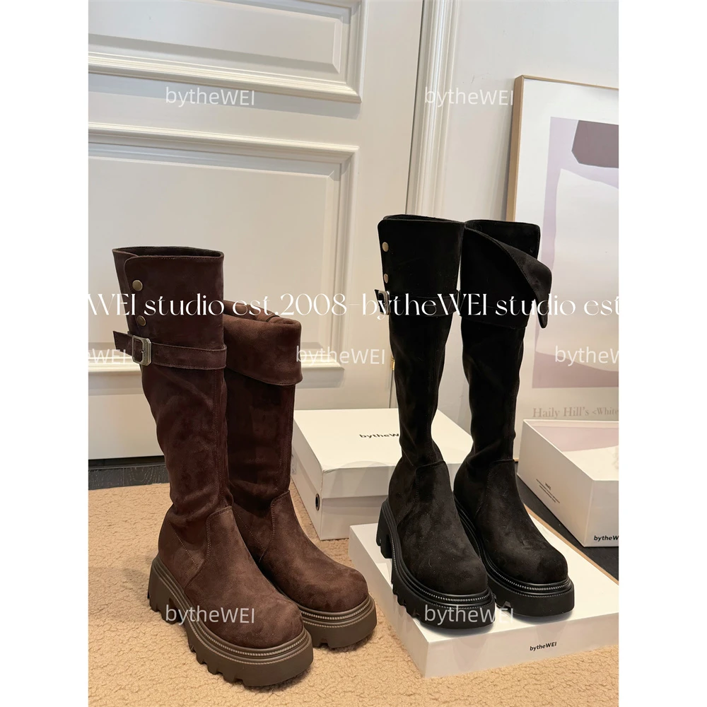 bytheWEI【腿精战靴】厚底7.5cm～秋冬新款高筒靴长靴女显瘦显腿长