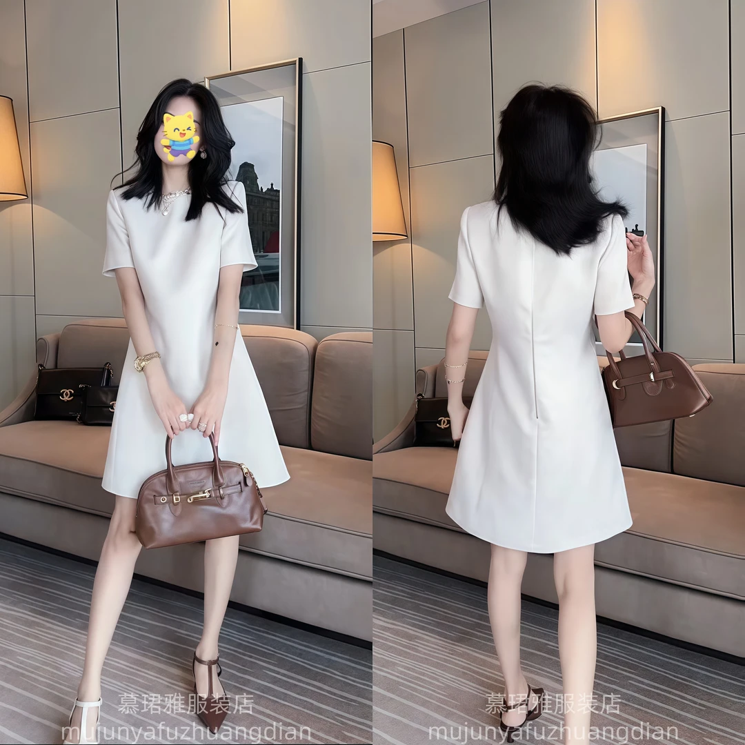 小香风连衣裙女2025夏季新款气质女神范修身显瘦高级感亚麻a字裙