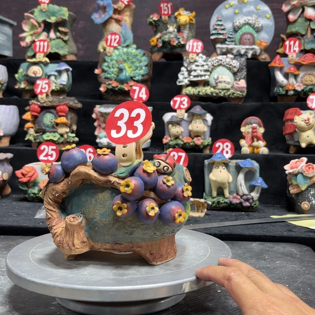 红陶G****磊白狐花器多肉花盆