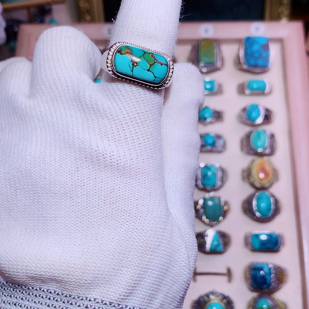 烟***叔绿松石银S925镶嵌挂件