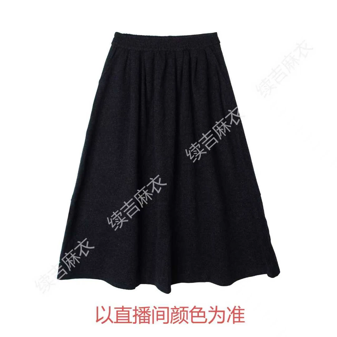 秋-续吉麻衣25-2197【风疏】百搭复古气质休闲设计感半裙