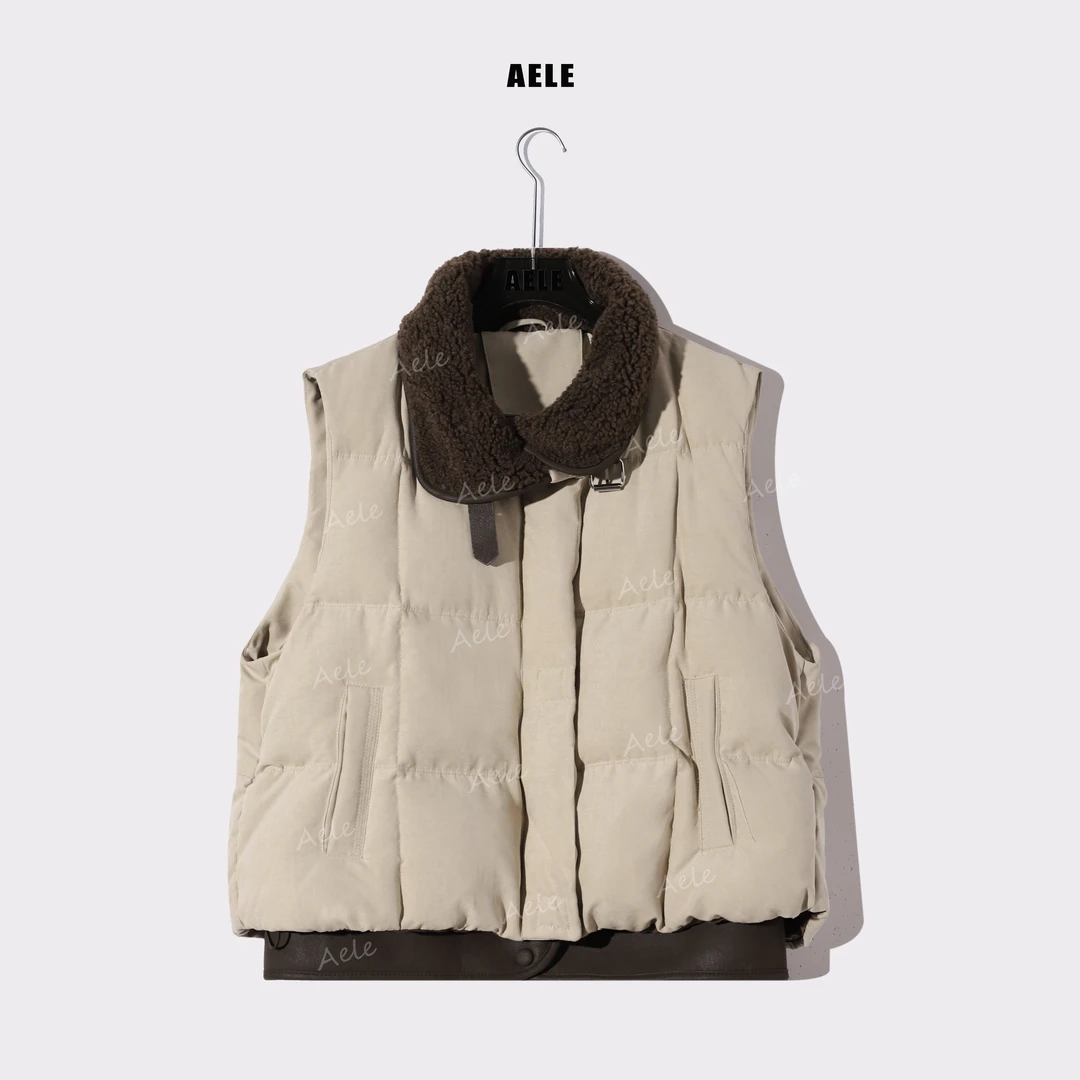 AELE复古时尚短款设计感保暖立领百搭羽绒马甲 J855 3869 AD